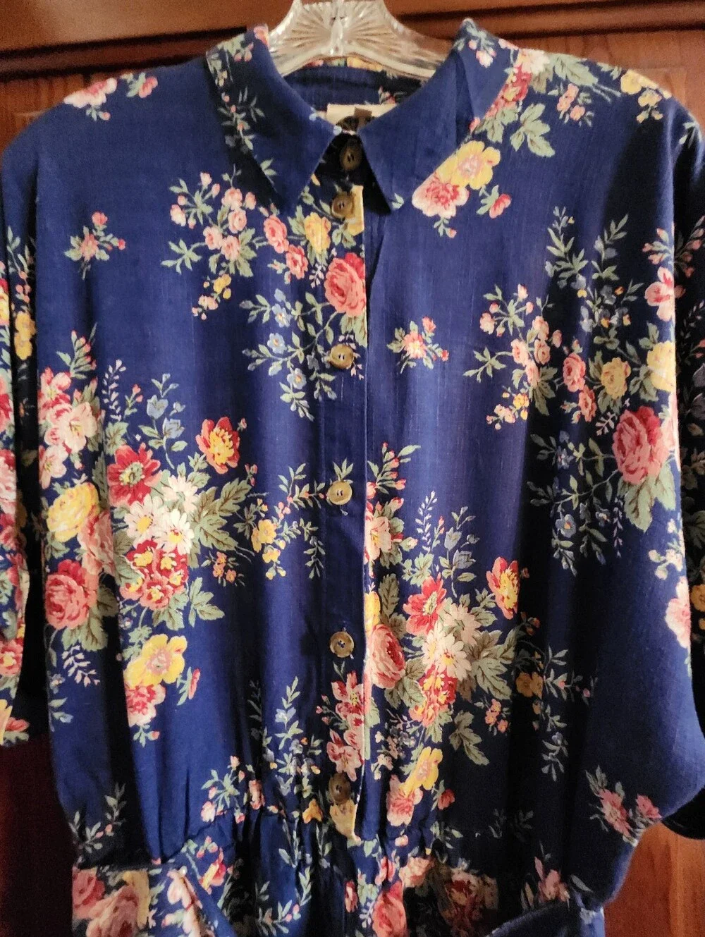 Sezane Navy Floral Linen Blend Romper